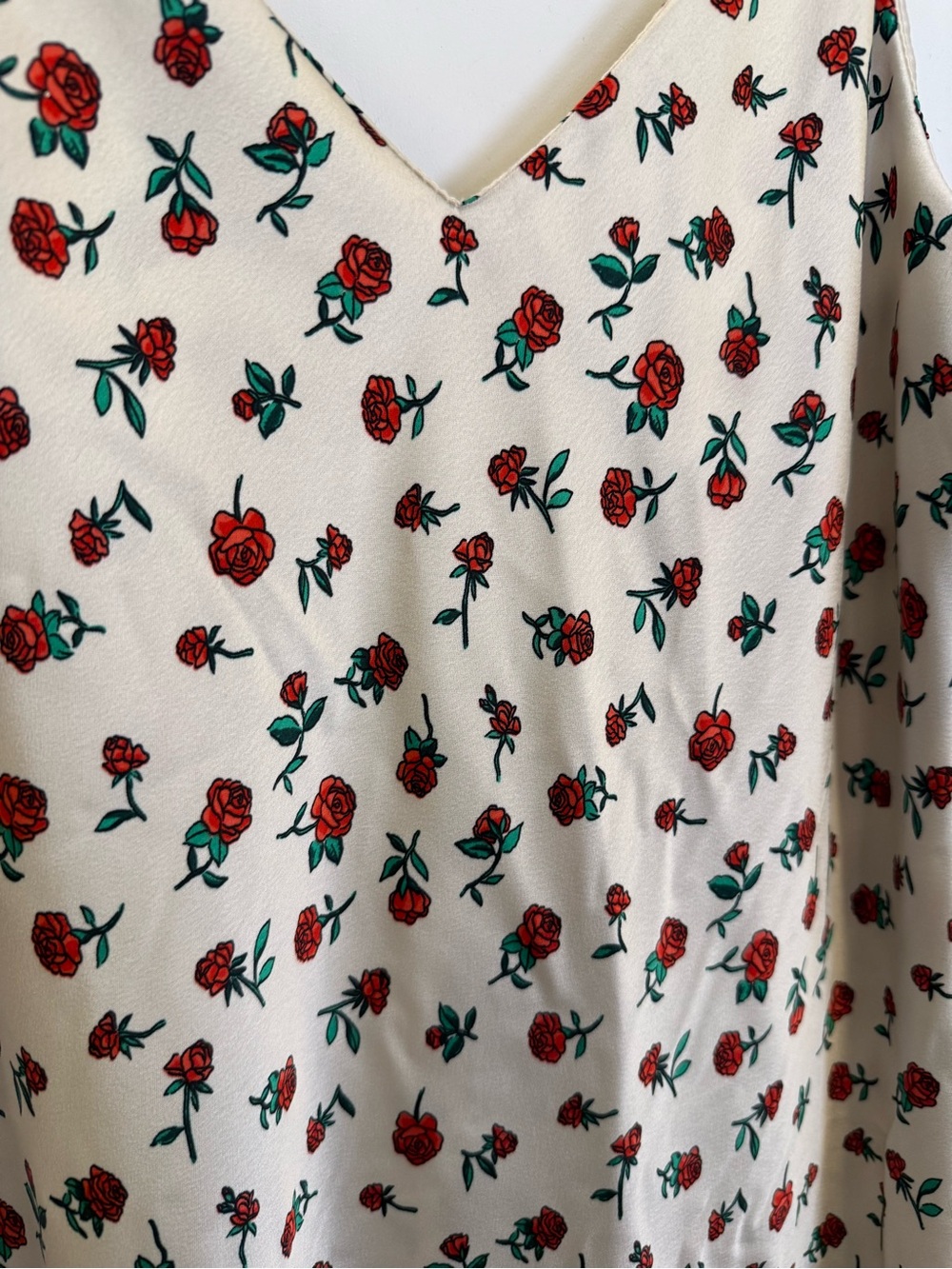 A New Day Cream Rose Floral Slip Maxi Dress Satin with Spaghetti Straps - Picture 5 of 7